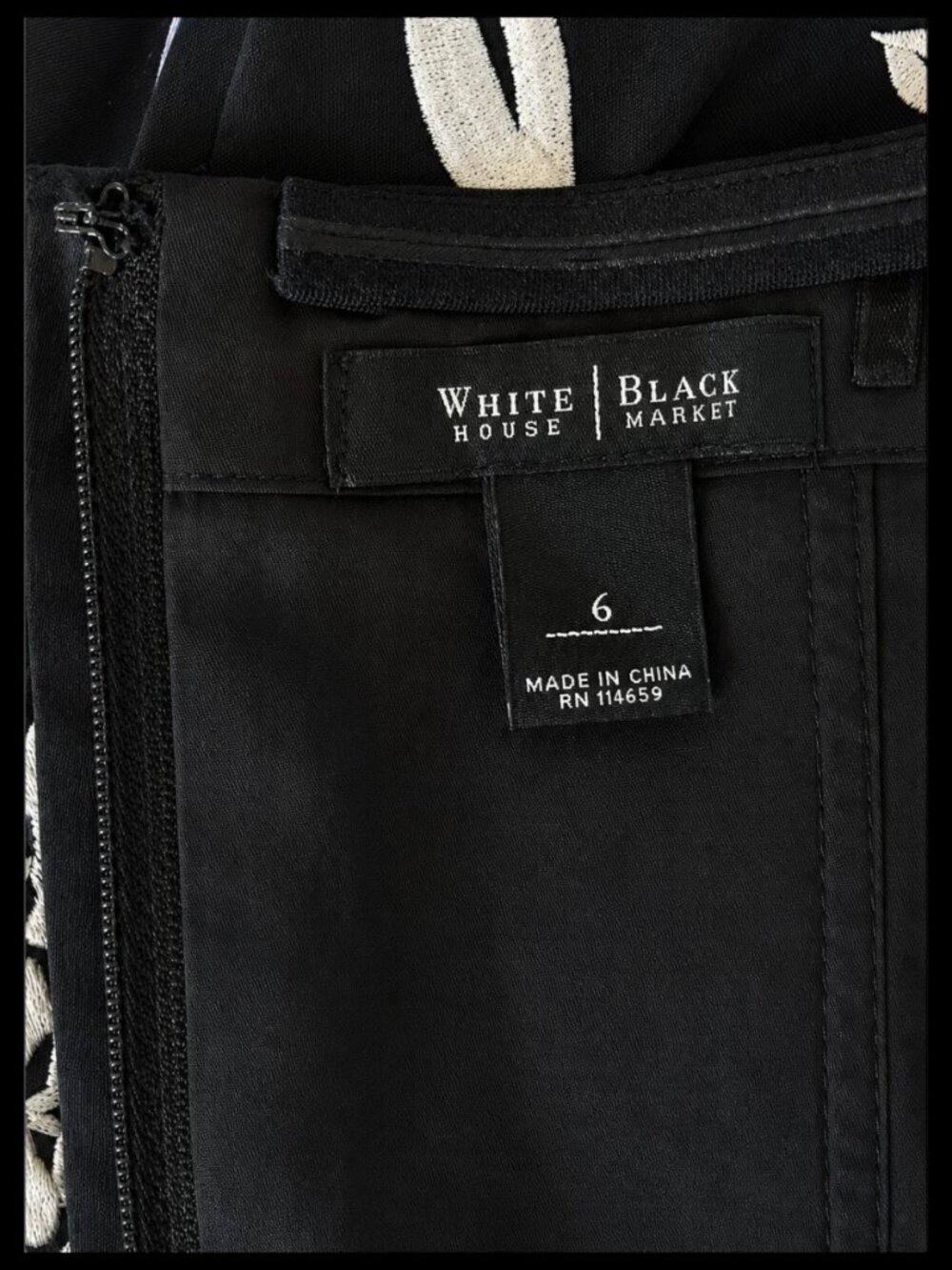 White House Black Market Bustier Top Black White Strapless Embroidered S 6 - Picture 7 of 7
